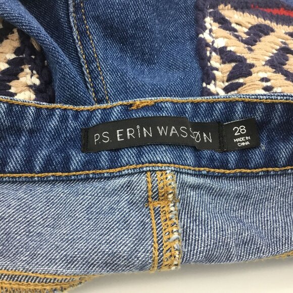 PS Erin Wasson Distressed Denim Shorts Duplicate Stitch Knit Back Pockets 28W - Picture 8 of 10